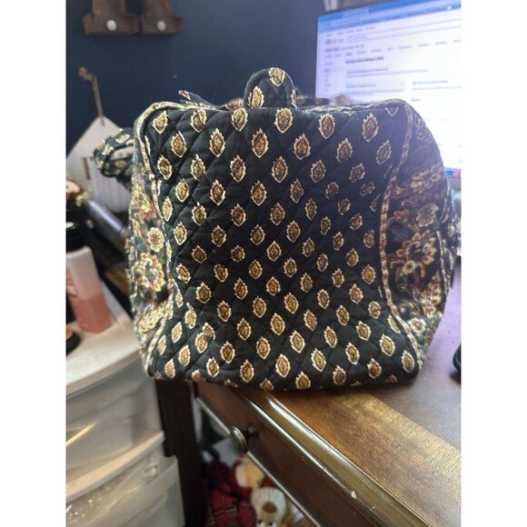 VTG Maggie B Blue Patterned Quilted Weekender Double Handle Large Duffle Bag - Picture 8 of 10